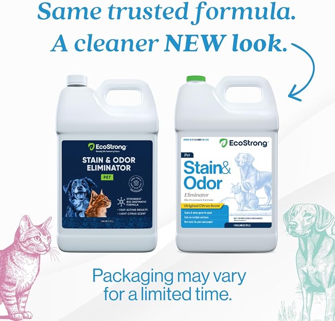 Eco Strong Pet Stain and Odor Remover - Cat Urine Enzyme Cleaner Destroyer, Urine Destroyer for Dogs, Pet Urine Enzyme Cleaner - 128 Oz (Pack of 2)