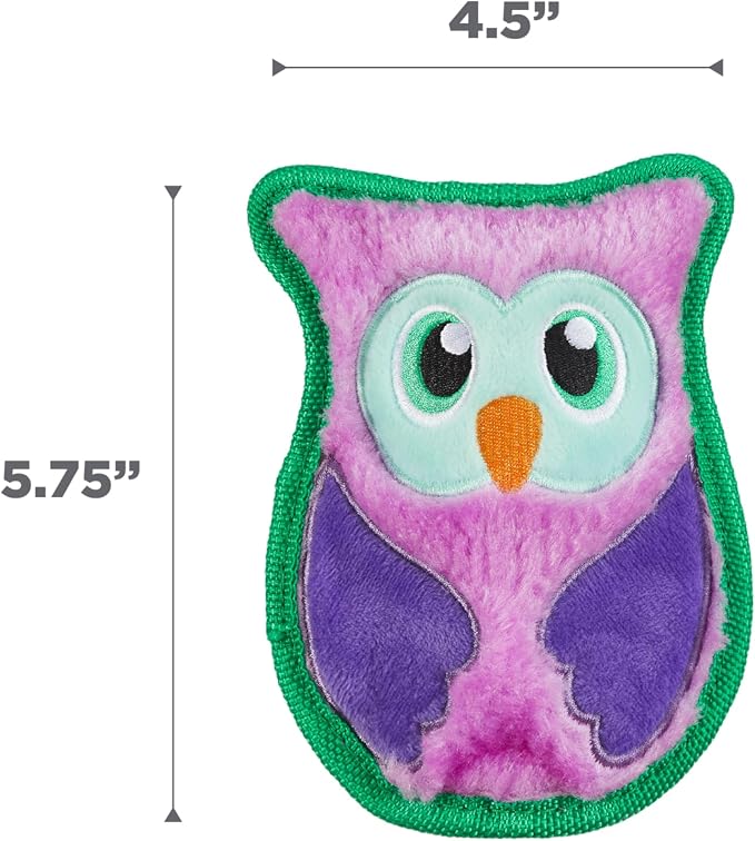 Outward Hound Durablez Minis – Squeaky Plush Dog Toy, No Stuffing for Less Mess, Interactive & Tough, Jumbo Squeaker, Puppies & Small Dogs, Owl, 5.8"