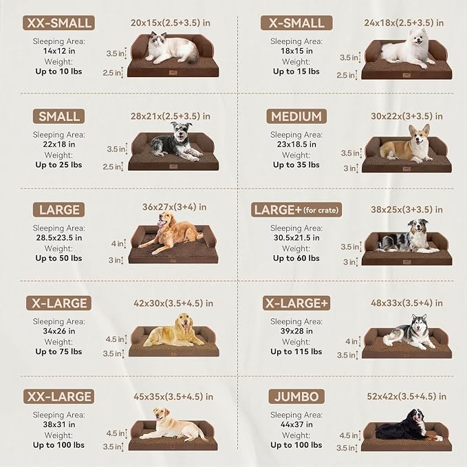 Orthopedic Waterproof Dog Bed with Bolster for Extra Large Size Dogs | Pillow Support for Neck Relief, Egg Crate Foam, Waterproof Liner, Anti-Slip Bottom, Removable Bolster Cover, 48 x 33 Inch