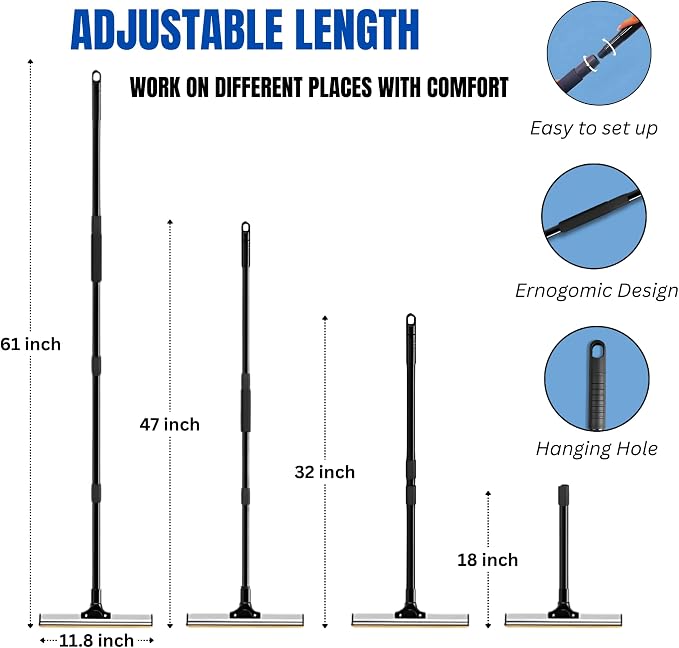 Carpet Rake for Pet Hair Removal & Fluffing Matted Carpet – 61" Adjustable Handle, Deep Clean Dog & Cat Hair Remover, Reusable Scraper for Rugs, Low Pile Carpet, Couch & Stairs