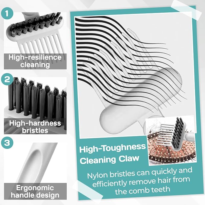 Hair Brush Cleaning Tool,2-In-1 Comb Cleaner,Portable Hair Brush Cleaning Tool,for Removing Hair and Dust,Suitable for Home and Hair Salon（Green）