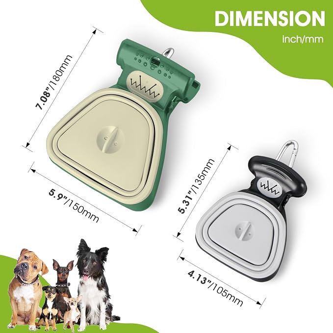 Super Design Portable and Versatile Pet Poop Scooper, Ideal for Walking Traveling and Camping with Small and Large with CLeash Clip and Garbage Bag Bin Dogs Poop Scooper Large