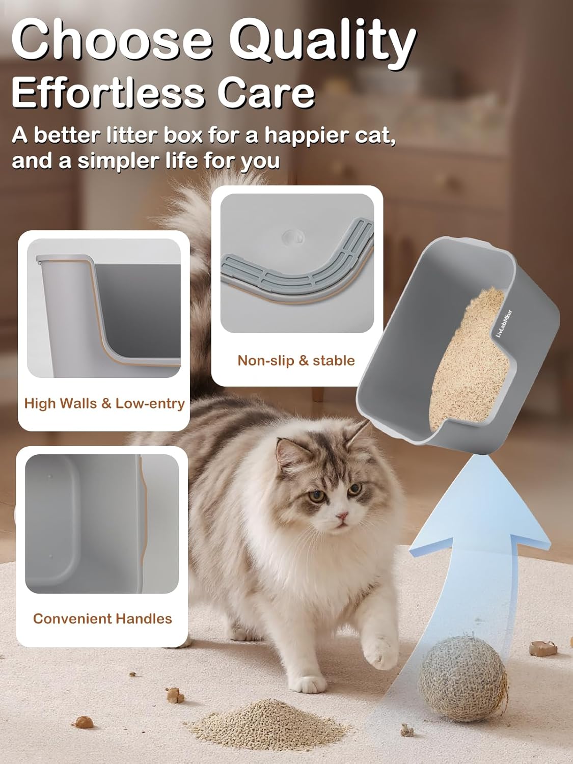Extra Large Cat Litter Box with High Sides - Splash-Proof Design for Big Cats & Multi-Cat Homes, 24.6in x 16.7in x 12.8in (Green)
