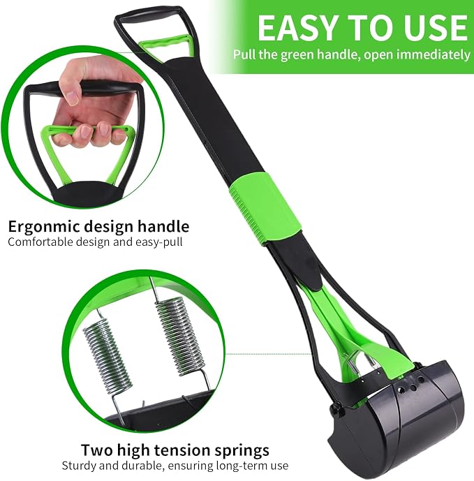ienjoyed 36“ Large Dog Pooper Scooper for Large Dogs Heavy Duty, Non-Breakable Dog Poop Scooper with Wide Handle for Grass, Gravel, Durable Dog Poop Pick Up Tool, Long Handled Poop Grabber (Green)
