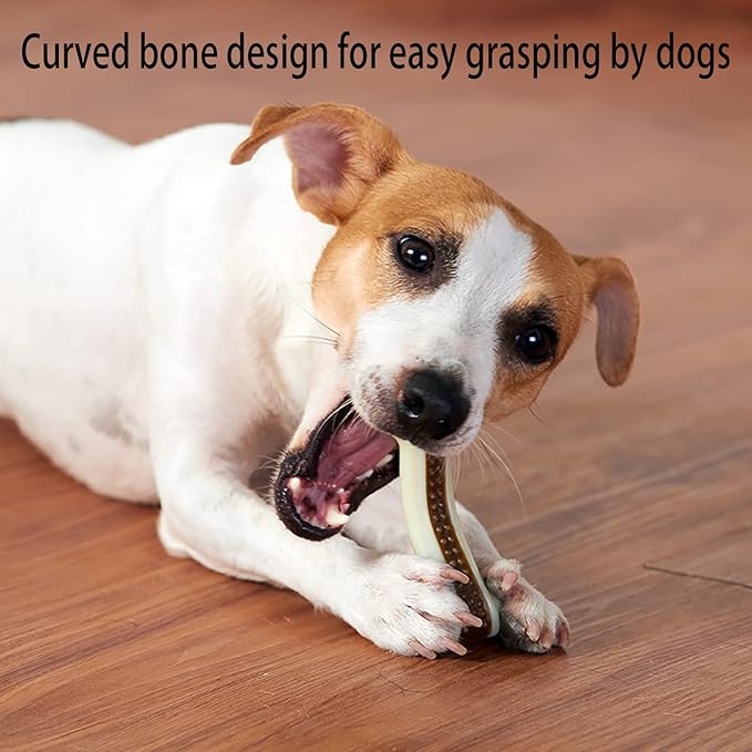 BETTEPROD Dog Bones Chew Toys for Aggressive Chewers, 3 Pack Real Beef Flavor,Indestructible Dog Teething Chew Toys for Large/Medium/Small Puppies Breed,Tough Pet Toy with Nylon