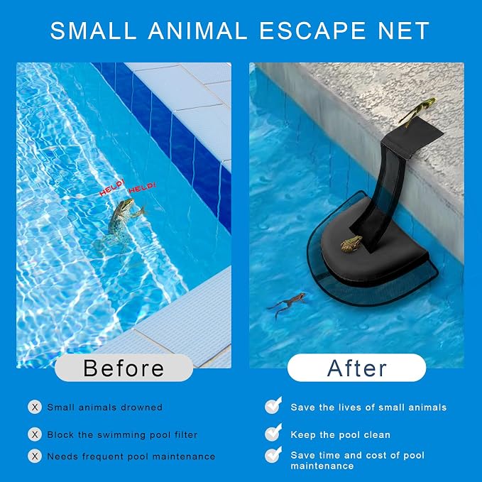 2-Pack Pool Animal Saving Escape Ramp, Pool Frog Saver (Black) | Frog Saver for Swimming Pool, Pool & Spa Accessories & Tools, Saving All Small Animals Entering The Pool