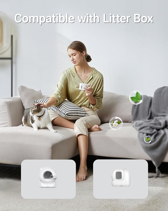 N60 Cat Litter Odor Eliminator Compatible with Petkit Purobot Ultra and Purobot Max Pro Self-Cleaning Cat Litter Box, Pet Odor Control, Cat Litter Deodorizer for Home, Long-Lasting Odor Remove, 6 Pack