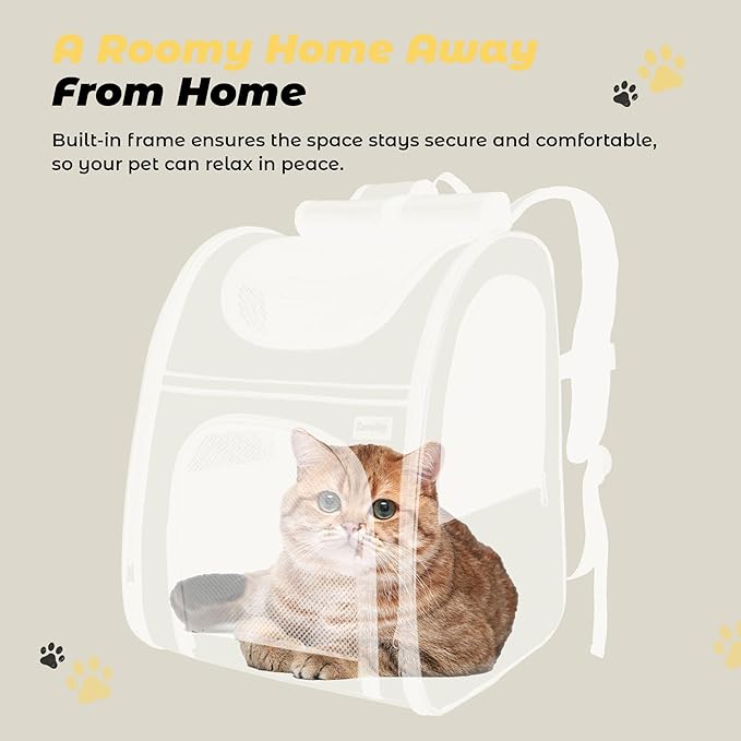 Zavothy Cat Backpack Carrier – Expandable Airline Approved Pet Travel Bag for Cats & Small Dogs, Breathable Mesh Pet Carrier Backpack with Padded Base (Black)
