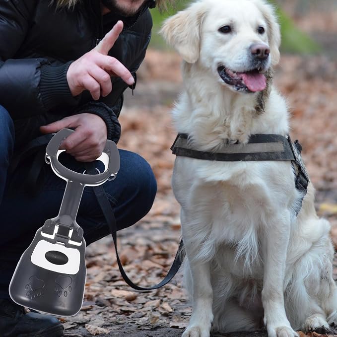 ABOOFAN Dog Pooper Scooper with Handle Heavy Duty Plastic Poop Picker for Large Dogs Yard and Walks for Outdoor Cleanup