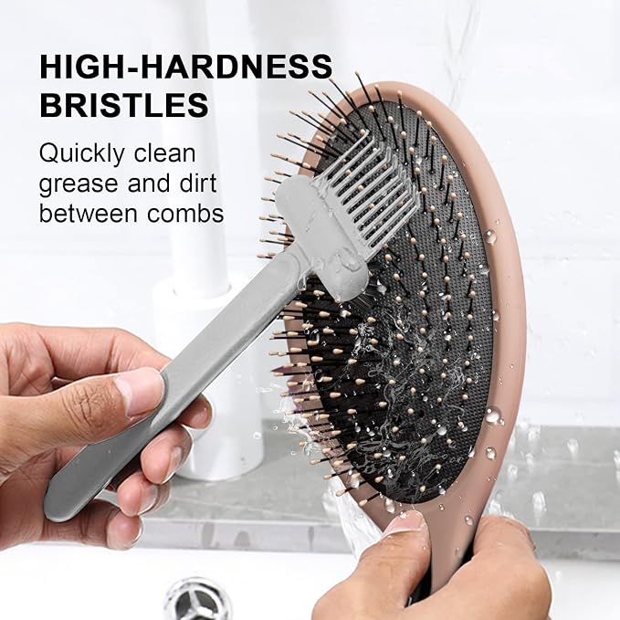 RHOS 2-in-1 Hair Brush Cleaning Tool - Comb and Brush Cleaner for Removing Hair, Dust from Home and Salon Use (1 Pack - Gray)