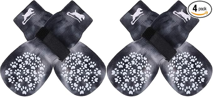 EXPAWLORER Anti Slip Dog Socks to Prevent Licking Paws, Dog Shoes for Hot Pavement, Dog Booties for Small Medium Large Senior Dogs, Traction Control Boots & Paw Protectors for Hardwood Floors
