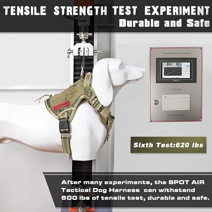 Tactical Dog Harness Large,Military Service Weighted Dog Vest Harness Working Dog MOLLE Vest with Loop Panels,No-Pull Training Harness with Leash Clips for Walking Hiking Hunting(Camo,S)