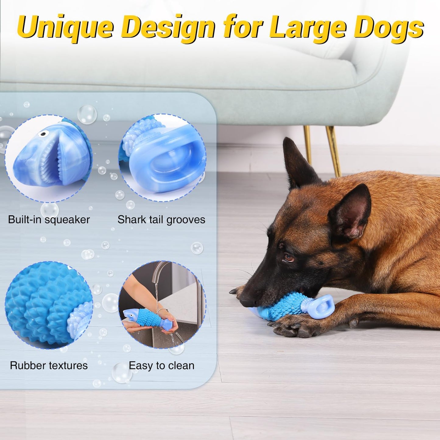 WinTour Tough Dog Toys for Aggressive Chewers, Indestructible Dog Chewers for Medium & Large Breeds, Squeaky Durable Chew Toys to Keep Them Busy, Reduce Boredom, Teeth Cleaning, Bacon Flavor