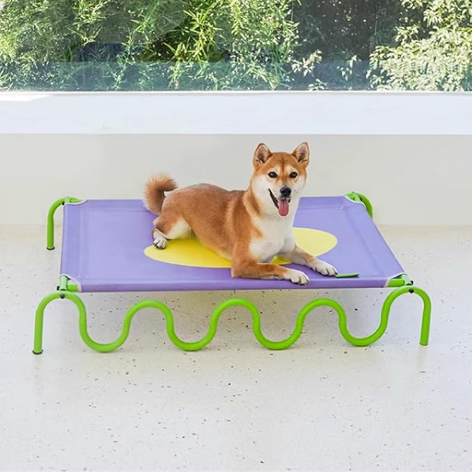 SpaceTime Elevated Dog Beds Large Sized Dog,Outdoor Dog Bed Waterproof,Pet Beds for Large Dogs,Raised Big Dog Bed XL,Comfort Dog Cot Washable with Cooling Breathable Mesh,Easy to Assemble (White)