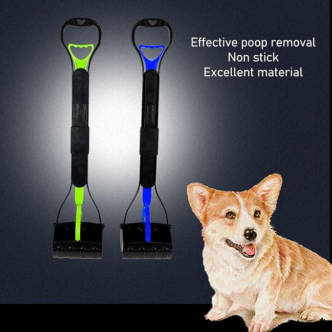 Long Handle Pooper Scooper Large Dog Portable Outdoor Waste Cleaner (Green) | Durable portable poo scoop with extended handle, convenient for outdoor dog poop cleaning and daily pet sanitation