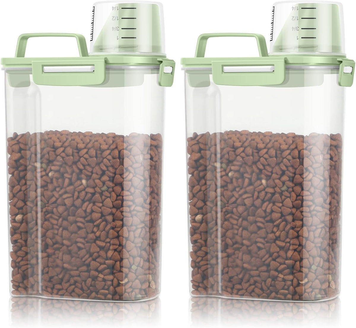 TBMax Small Dog Cat Food Storage Containers 2 Pack, Travel-Friendly Pet Food Container with Spout & Measuring Cup, Kid-Friendly Pet Feeding Dispenser, Portable Dog Treat Bird Seed Container