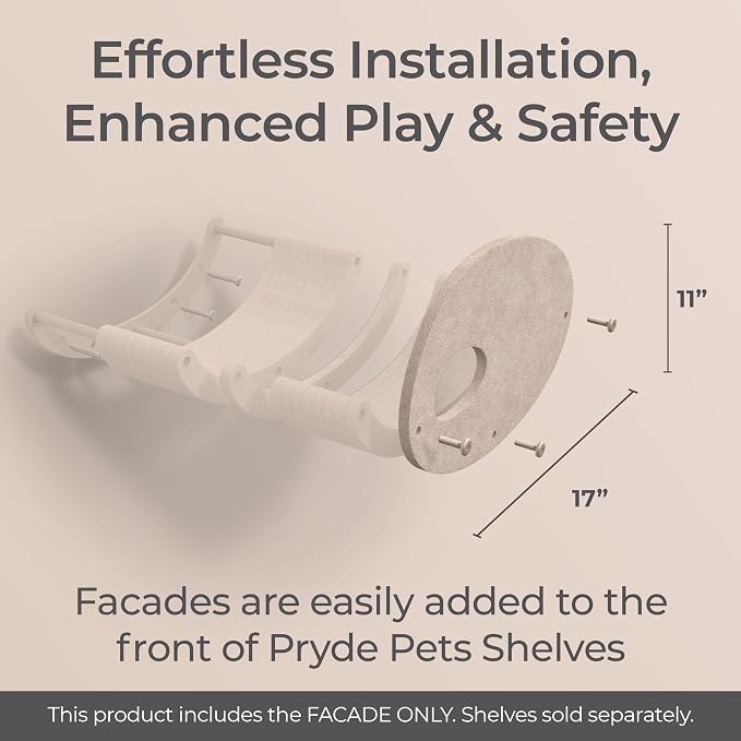 Accessory ADD-ON Curved Shelf Facade Covers Compatible with Cat Wall Shelves by Pryde Pets - 100% Sustainable PET Felt - Climber Sold Seperately - Cats Hammock Privacy and Safety Bumpers (Oatmeal)