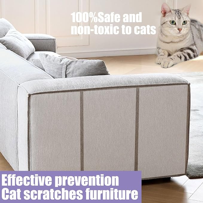 Chuangseed Anti Cat Scratch Tape, 4" x 30Yds, Transparent, Double Sided, Furniture Protector, Pet Safe, Easy Installation, One Year Warranty