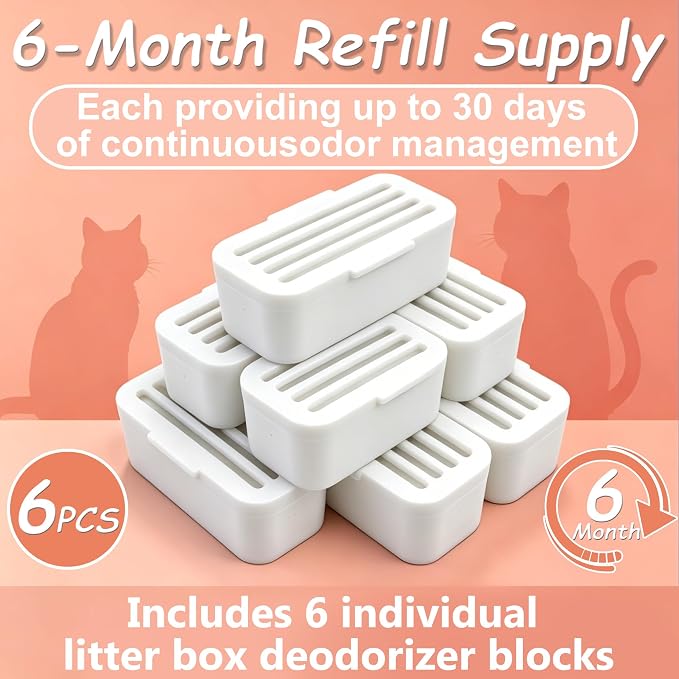 NewKe Grapefruit Deodorizer for PetSafe ScoopFree SmartSpin Cat Litter Box | Plant-based deodorizer refills for HHOLOVE Self-Cleaning Cat Litter Box. 6PCS last 6 months. Natural oils keep litter fresh