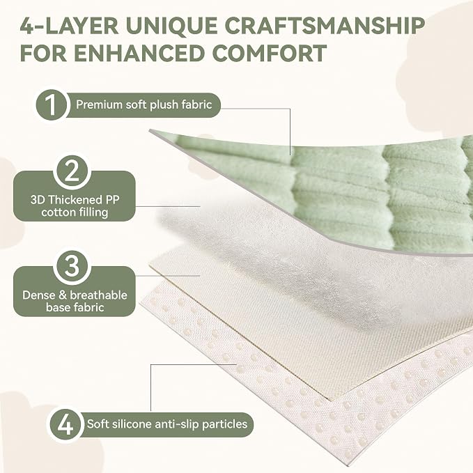 OTOB Couch Covers for 3 Cushion Sofa Pet Friendly, Plush Fuzzy Non Slip Sofa Covers Washable, Soft All Seasons Sofa Slipcovers Furniture Protector Dog Bed Mat (Matcha Green, 27.6" x 82.7")