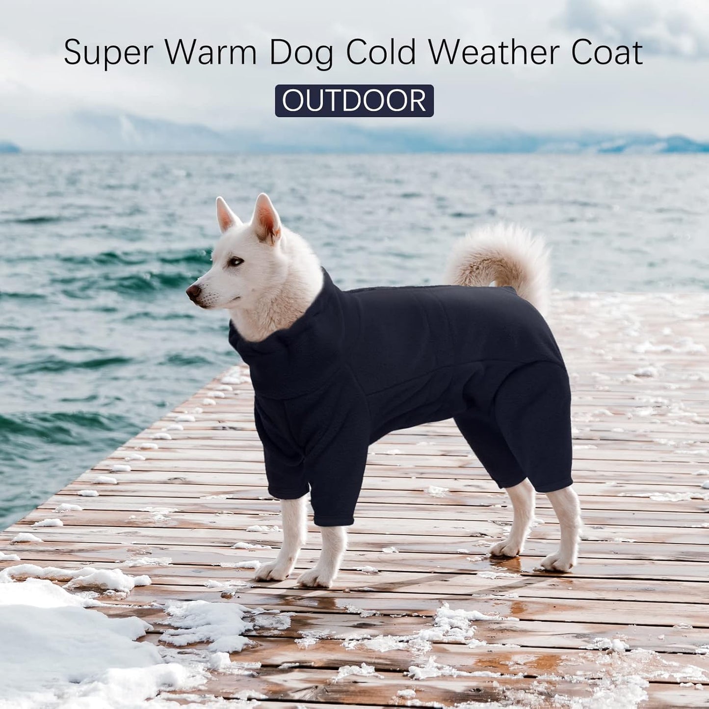 ROZKITCH Large Dog Pajamas, Pet Windproof Warm Cold Weather Jacket Cozy Jumpsuit Apparel Outfit Clothes for Medium Large Dog Walking Hiking Sleep Blue L