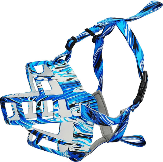 Basket Muzzle to Prevent Biting, Dog Muzzle for Large Medium Small Dogs Allows Panting Drinking Anti Chewing, Perfect for Grooming Trimming Training and Aggressive Reactive Dogs (Blue, Size 3)