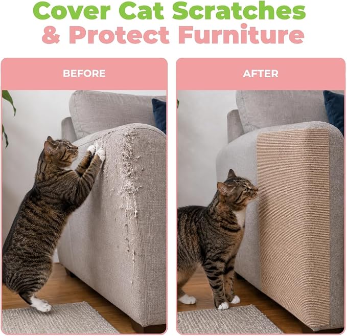 Best Pet Supplies Catify Cat Scratcher, Fun Interactive Scratchers, Posts, Poles, Claw Safe, Furniture Saver Indoor Play Support Natural Cat Behaviors Heavy Duty - Beige Mat - L: 39"