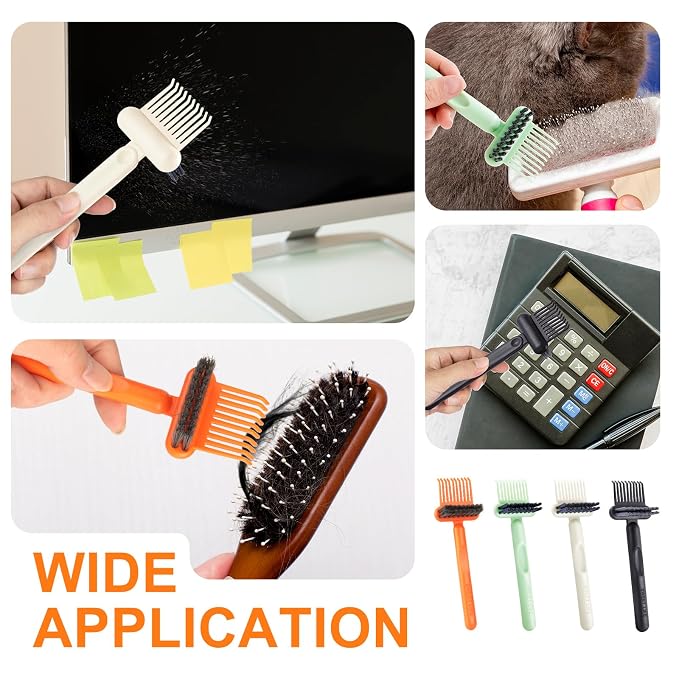 Hair Brush Comb Cleaning Tool Comb,2-in-1 Hair Brush Cleaner Tool, Portable Remover Rake for Removing Hair Dust, Home and Salon Use (Orange)