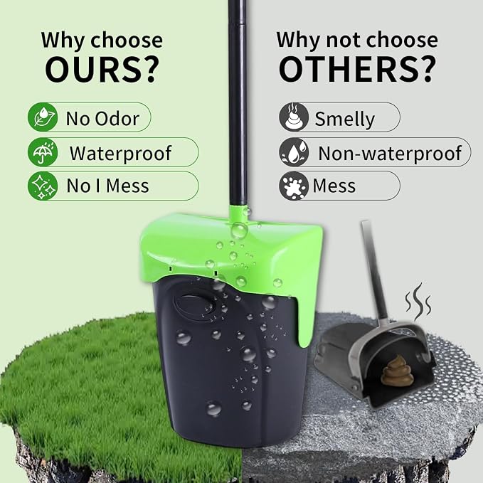 ienjoyed Pooper Scooper Large Swivel Bin & Rake with 160 Waste Bags,Heavy Duty Dog Pooper Scooper with Bag Attachment for Dogs, Long Handle Poop Scooper with Lid for Yard, Grass, Gravel(Green)