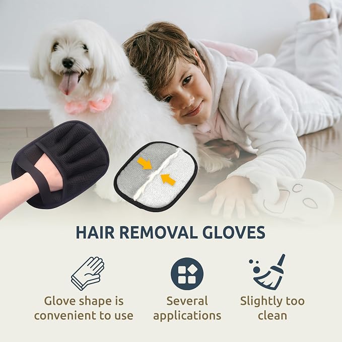 Pet Hair Removal Glove for Dogs & Cats – Reusable Electrostatic Hair Remover Mitt, Five-Finger Grooming & Cleaning Tool for Furniture, Clothes, Carpet, Couch & Car Interior
