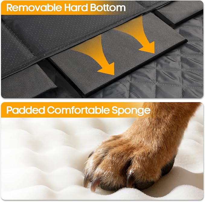 PETICON Large Dog Car Seat, Back Seat Extender for Dogs with Hard Bottom | Waterproof Medium Carseat for Dogs with 3 Mesh Windows, Pet Seat Cover for Cars, Trucks and SUVs