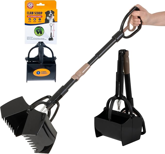 Arm & Hammer Pooper Scooper Claw Scoop Dog Poop Scooper for Yard Pet Waste Management System | One handed grabbing action makes outdoor cleanup quick, keeps hands clean while picking up after pups on daily walks outside