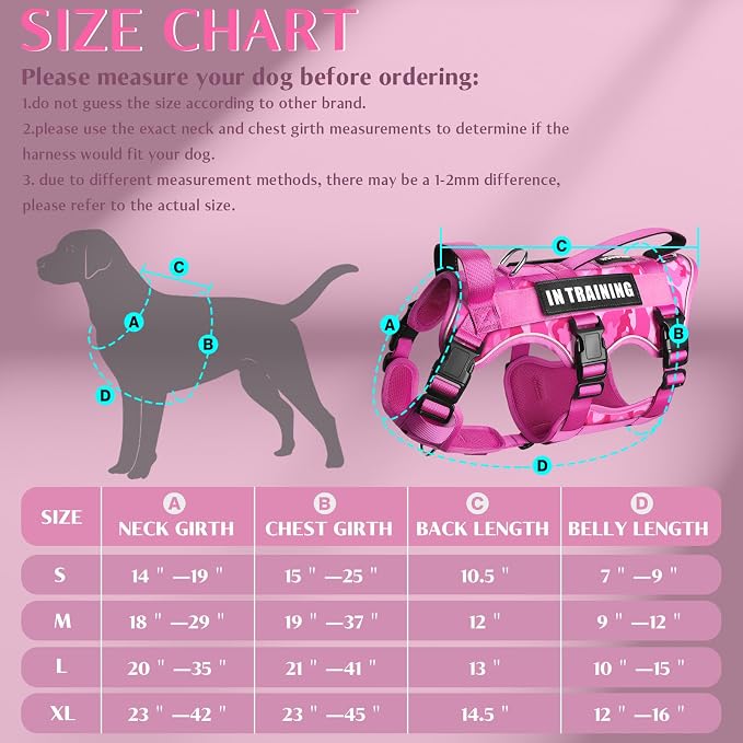 Escape Proof Dog Harness with Double Handle+4 Removable Patches | Service Working Molle Harness with Double Handle for Small Dogs, Tactical Pet Reflective Vest for Walking Hiking Hunting