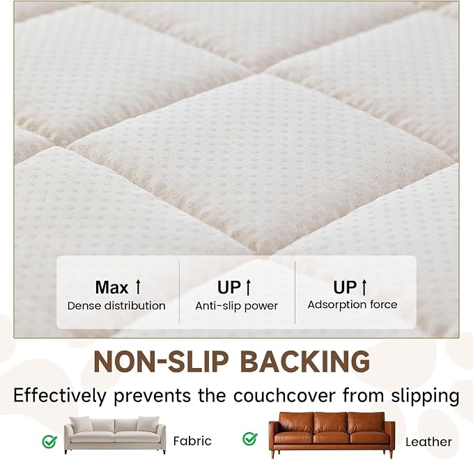 OTOB Couch Cover for Dogs Washable Pet Friendly, Non Slip Plush Fuzzy Love Seat Couch Covers Sofa Slipcovers, Geometric Jacquard Soft Pet Cushion Mat Protector All Seasons (Off White, 27.6" x 59.1")
