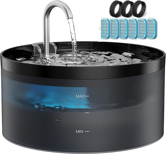 Cat Water Fountain for Cats Indoor: GIOTOHUN 108oz/3.2L Black Cat Drinking Founttain - Pet Fountains Contains 6 Filters + 3 Sponges