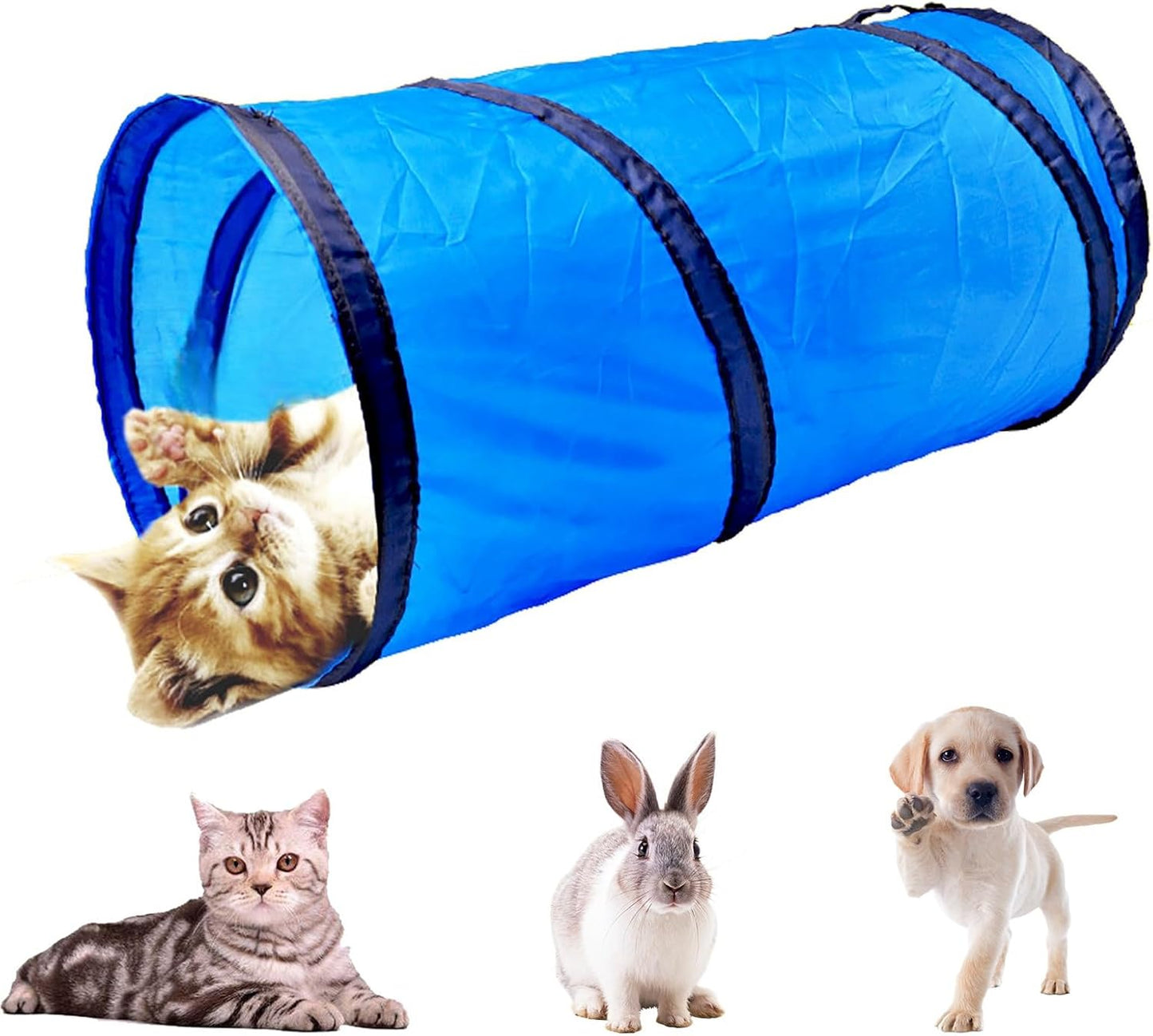 iCAGY Foldable Spiral Cat Tunnel - Ideal Indoor Toy for Small Cats, Kittens, and Rabbits - Collapsible Tube for Interactive Play and Outdoor Fun - Pet Activity Toy Black 20" 3 Pcs