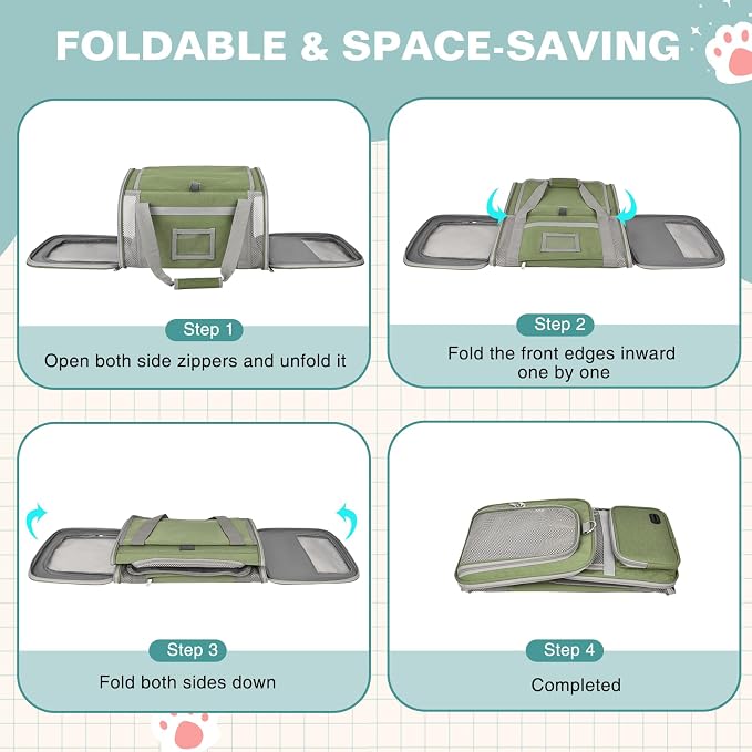 Soft Cat Carrier for Pets Up to 20 Lbs, Collapsible Cat Carrier Bag with Privacy Curtains, Airline Approved Small Pet Carrier for Small Medium Cats Dogs Puppy, Washable Soft Pet Travel Bag Dog Carrier