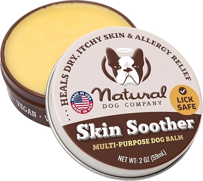 Natural Dog Company Skin Soother Balm for Dogs – Dog Skin Balm for Dry Winter Skin, Seasonal Sensitivity & Environmental Stress, Dog Moisturizer with Coconut Oil, Calendula & Vitamin E, 2 oz Tin