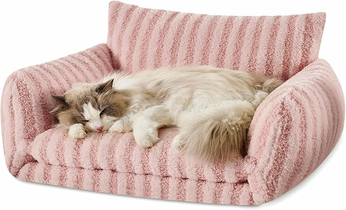 Hollypet Cat Bed Small Dog Orthopedic Couch Beds for Pets up to 20 lbs | Fluffy Multifunctional Double-Layer Warming Kitten Pet Couch Orthopedic Beds with Machine Washable Cover and Non-Slip Bottom