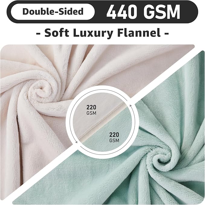 LOOBANI King Size Waterproof Blanket, Oversized Bed Cover, 85"x108", Green | Reversible Flannel Dog Blankets for Large Dogs, Spill-Proof Couch Cover for Family Movie Nights, Camping, Travel, Noise Free