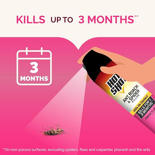Hot Shot Ant, Roach and Spider Killer 17.5 Ounces, Aerosol Spray, Fresh Floral Scent, 6 Pack