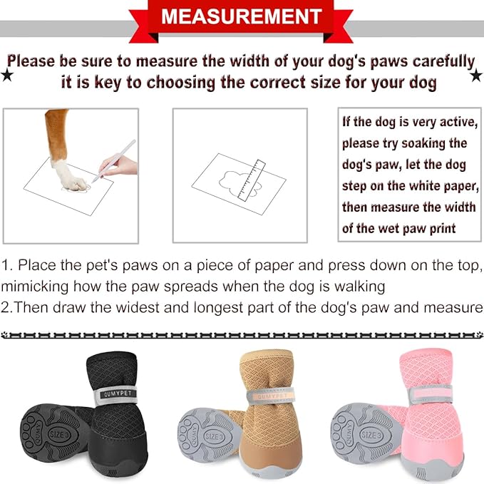 QUMY 4PCS Dog Shoes for Small Dogs, Hot Pavement Summer Puppy Dog Boots & Paw Protectors with Soft Anti-Slip Rubber Sole, Mesh Breathable Dog Booties for Hardfloors, Walking Running Black Size 3