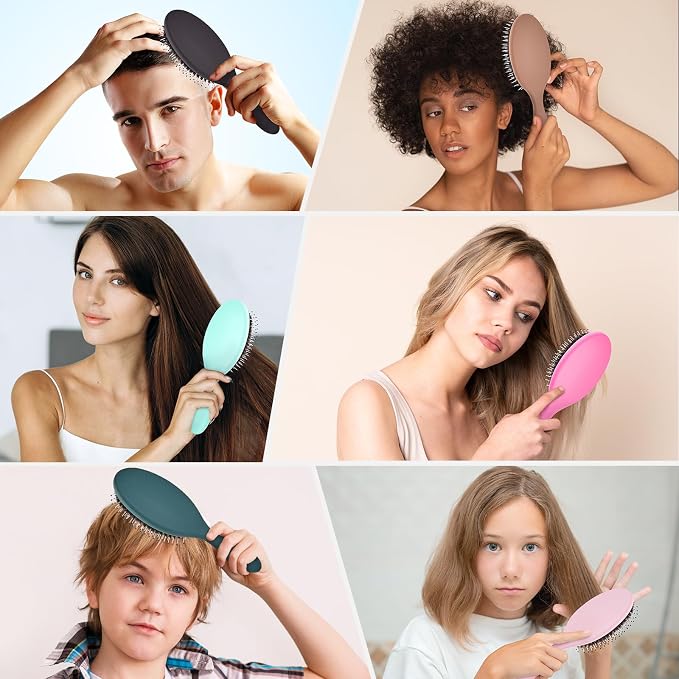 Boar Bristles Hair Brush for Women and Men, Detangling Hair Brush for Smoothing Massage Add Shine, Nylon&Boar Bristles Detangler brush for Hair Healthy (1 Pack-MintGreen)
