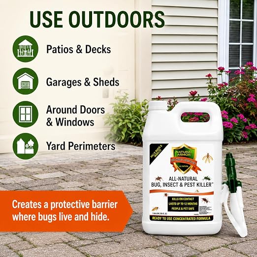 Natural Bug, Insect & Pest Killer & Control Including Fleas, Ticks, Ants, Spiders, Bed Bugs, Dust Mites, Roaches and More for Indoor and Outdoor Use, 128 Oz Gallon