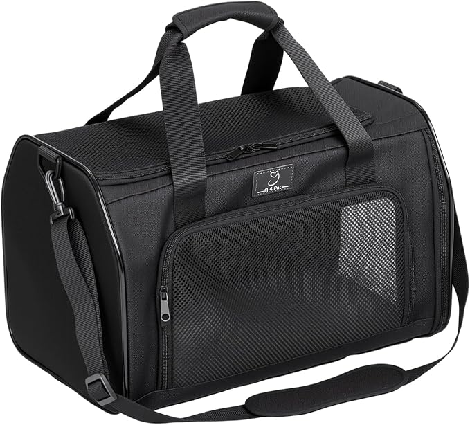 Airline Approved Pet Carrier for Small Dogs & Cats Up to 15lbs, Soft-Sided, Foldable, Ventilated, TSA Travel Bag with Fleece Pad, Safety Straps, Washable Portable Cat Dog Airline Travel Tote