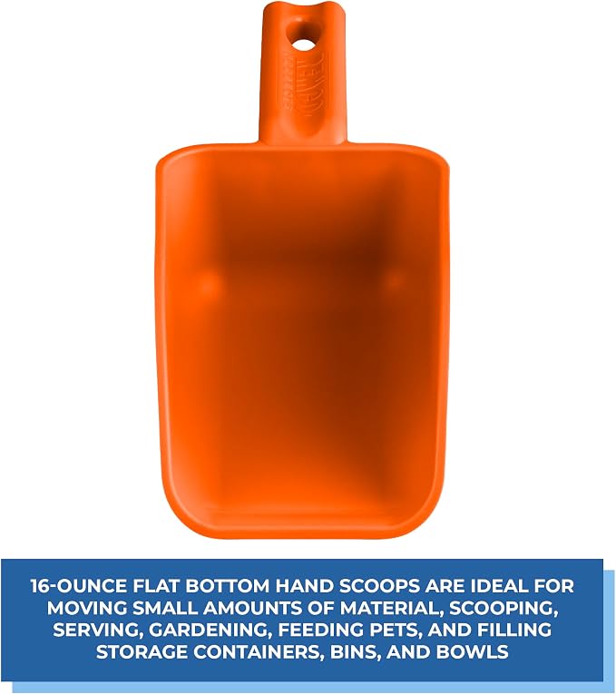 Vikan Remco 63007 Color-Coded Plastic Hand Scoop - BPA-Free Food-Safe Kitchen Utensils, Restaurant and Food Service Supplies, 16 oz, Orange