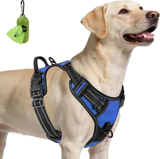 Joytale No Pull Dog Harness for Large Dogs, Front Clip, Navy Blue | Grab Handle for Instant Control, Padded & Adjustable Vest, Sturdy Metal D-Rings, for Safe Training & Daily Walking