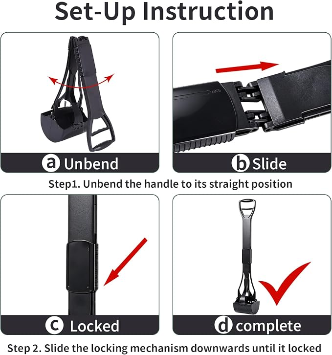 ienjoyed 36“ Large Dog Pooper Scooper for Large Dogs Heavy Duty, Non-Breakable Dog Poop Scooper with Wide Handle for Grass, Gravel, Durable Dog Poop Pick Up Tool, Long Handled Poop Grabber (Black)