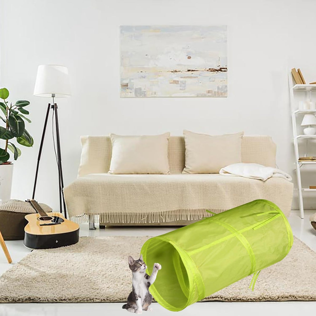 iCAGY Cat Tunnel for Indoor Cats Interactive, Rabbit Tunnel Toys, Pet Toys Play Tunnels for Cats Kittens Rabbits Puppies Crinkle Pop Up Light Green 20"