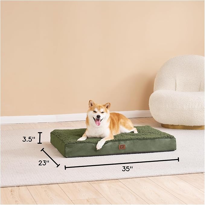 EHEYCIGA Orthopedic Dog Bed Large with Removable Washable Cover, 35x23 | Egg Crate Foam Support, Durable Oxford fabric, Non-Slip Bottom, Machine Washable, Soft Waterproof Plush Pet Bed Mat For Crate